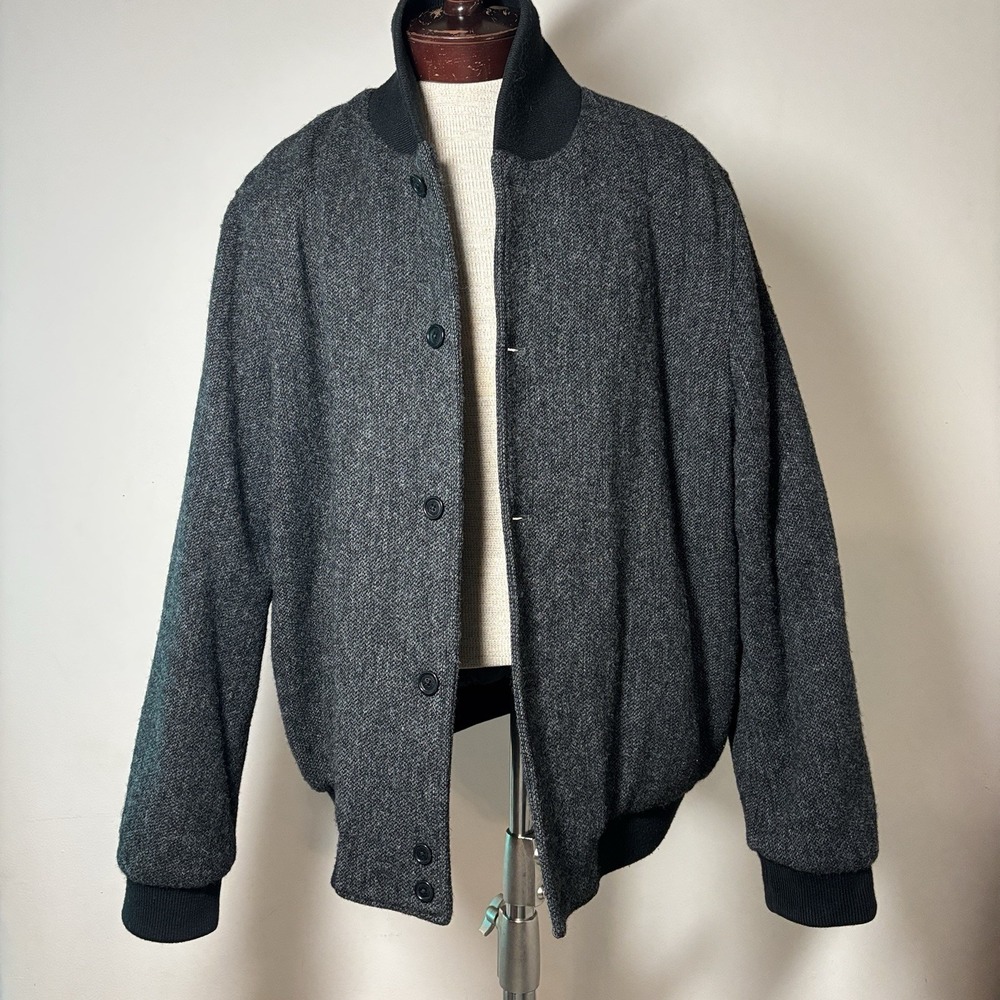 $998 Brooks Brothers‎ Lux ITALY Thermore Grey Wool Insulated Bomber Jacket XXL